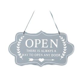 Wooden Stores Business Hanging Plaque Sign OPEN CLOSED Door Board Sign Double-Sided Bar Restaurant Hanging Plate Sign,Grey