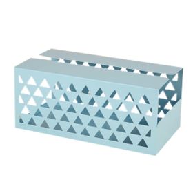 Tinplate Tissue Holder Box Geometric Hollow Facial Napkin Tissue Box Cover - Blue