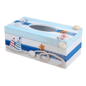 Wooden Tissue Box Holder Rectangle Marine Style Tissue Box Cover for Home Office Bar
