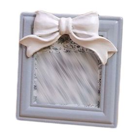 Grey Square 3x4 Resin Wooden Wedding Photo Frame White Bowknot Picture Frame Display