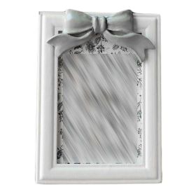 White Rectangle 4x6 Resin Wooden Wedding Photo Frame Gray Bowknot Picture Frame Display