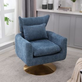Classic Mid-Century 360-degree Swivel Accent Chair, Blue Linen