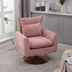 Classic Mid-Century 360-degree Swivel Accent Chair, Pink Linen