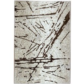 Shifra Luxury Area Rug in Beige and Gray with Bronze Abstract Design