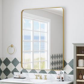 Wall Mirror 30x40 Inch Gold Rectangular Mirror Metal Framed Mirror Vanity Mirror Dressing Mirror, for Bathroom, Living Room, Bedroom Wall Decor