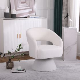 Swivel Accent Chair Armchair, Round Barrel Chair in Fabric for Living Room Bedroom,White