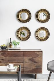 16" Round Wall Mirror with Gold Metal Frame, Mid-Century Modern Accent Mirror for Living Room
