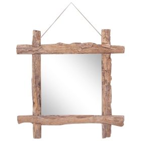 Log Mirror Natural 27.6"x27.6" Solid Reclaimed Wood