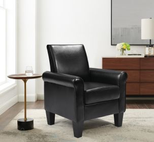 Accent Chairs, Comfy Sofa Chair, Armchair for Reading, Living Room, Bedroom, Office, Waiting Room, PU leather, Black