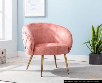 Gorgeous Living Room Accent Chair 1pc Button-Tufted Back Covering Rose Color Velvet Upholstered Metal Legs