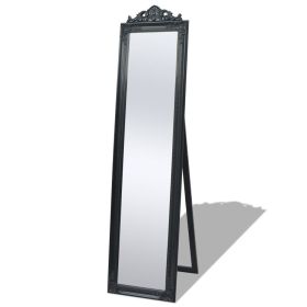 Free-Standing Mirror Baroque Style 63"x15.7" Black