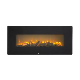 ZOKOP 42 Inch 1400W Wall Hanging Fireplace, Single Color, Fake Wood, Heating Wire, With Small Remote Control, Black RT