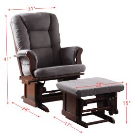 ACME Aeron Chair & Ottoman (2Pc Pk) in Gray Microfiber & Cherry 59338