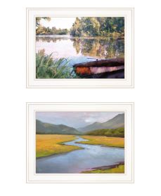 "Serene Water" 2-Piece Vignette by Bluebird Barn and William Hawkins, Ready to Hang Framed Print, White Frame
