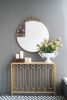30" x 32" Round Gold Mirror, Wall Mounted Mirror with Metal Frame for Bathroom Living Room