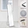 Floor Standing Mirror, Wall Mirror with Stand Aluminum Alloy Thin Frame,16''*59'',Black-rect
