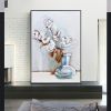 Hand Painted Oil Painting Abstract White Flowers Oil Painting Large Original Floral Canvas Wall Art Modern Living Room Flower Painting Bedroom Decor
