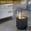 HOMCOM Tabletop Fireplace, Mini Concrete Ethanol Fire Bowl with Lid, Burns up with Liquid Alcohol and Solid Tablet Alcohol, Dark Grey