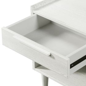 Modern Style Wood Grain One-Drawer Nightstand Side Table with Solid Wood Legs, White
