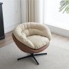 Swivel Barrel Accent Chair , Comfy Round Sofa Chair with Plump Seat, Detachable Cushion for Living Room, Two Tone ( Brown and Beige Gray )