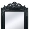 Free-Standing Mirror Baroque Style 63"x15.7" Black