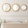 Gold Beaded Round Wall Mirror 3-piece set