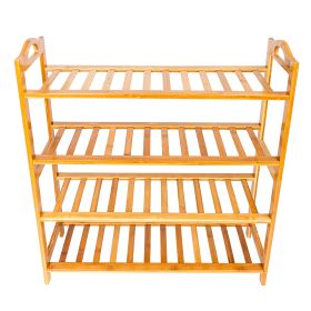Bamboo Shoe Rack 4-Tier Entryway Shoe Shelf Storage Organizer for Home & Office Easy to Assemble Wood Color