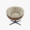 Swivel Barrel Accent Chair , Comfy Round Sofa Chair with Plump Seat, Detachable Cushion for Living Room, Two Tone ( Brown and Beige Gray )