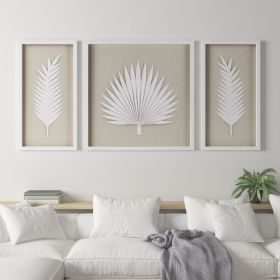 Framed Rice Paper Palm Leaves 3-piece Shadowbox Wall Decor Set