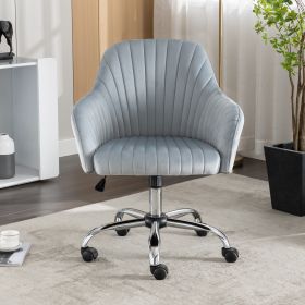 Accent chair Modern home office leisure chair with adjustable velvet height and adjustable casters (DARKGREY)