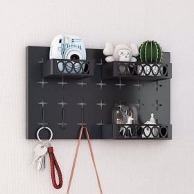 Metal Key Hooks with 3 Adjustable Baskets and 3 Hooks; Pegboards for wall Organizer