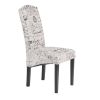 Dining Script Fabric Accent Chair with Solid Wood Legs, Set of 2