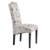 Dining Script Fabric Accent Chair with Solid Wood Legs, Set of 2