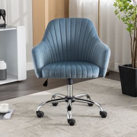Accent chair Modern home office leisure chair with adjustable velvet height and adjustable casters(LIGHTBLUE)