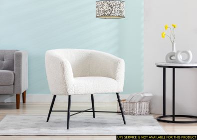 Modern Style 1pc Accent Chair White Sheep Wool-Like Fabric Covered Metal Legs Stylish Living Room Furniture