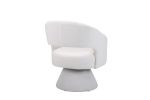Swivel Accent Chair Armchair, Round Barrel Chair in Fabric for Living Room Bedroom,White