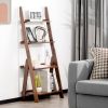 Living Room 4-Tier Bamboo Ladder Display Shelf Storage Rack Plant Flower Stand