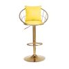 Yellow velvet bar chair, pure gold plated, unique design,360 degree rotation.adjustable height,Suitable for dinning room and bar,set of 2