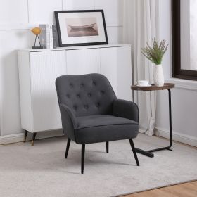 Modern Mid Century Chair velvet Sherpa Armchair for Living Room Bedroom Office Easy Assemble(Dark Grey)