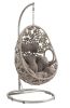 Sigar Patio Hanging Chair with Stand; Light Gray Fabric & Wicker