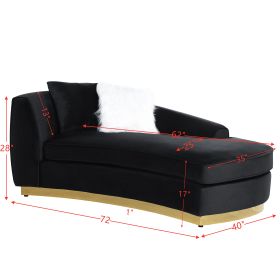 ACME Achelle Chaise w/2 Pillows in Black Velvet LV01048